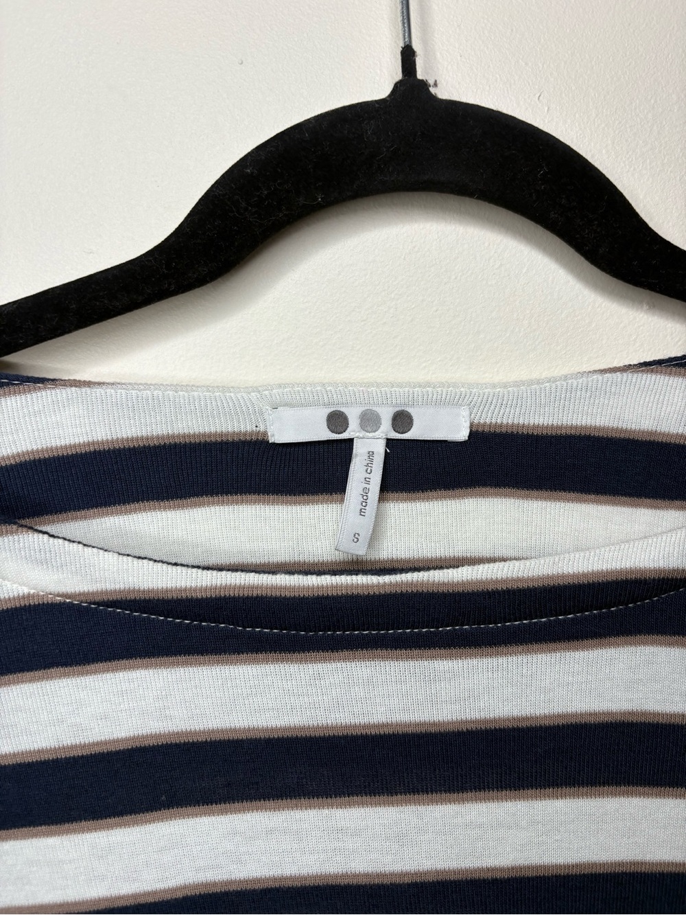 Three Dots Rumi Long Sleeve Tee Brown White Striped Long Sleeve NWT - Picture 4 of 8